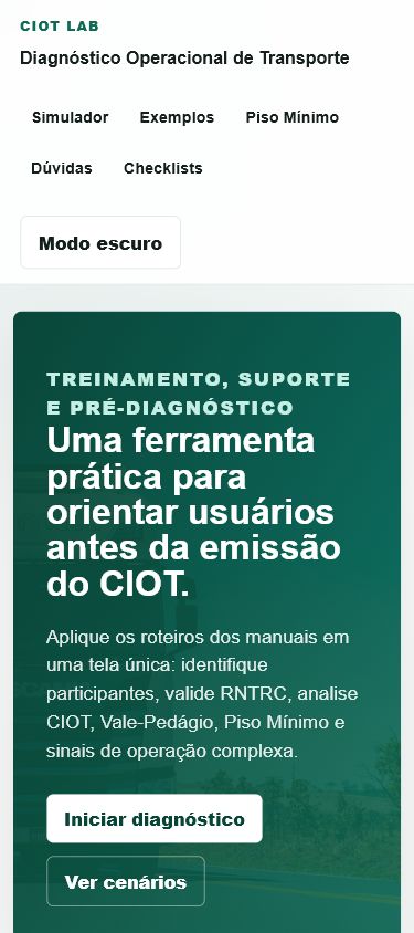 Ciot Lab em layout mobile